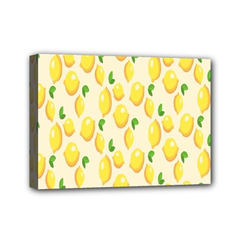 Pattern Template Lemons Yellow Mini Canvas 7  X 5  by Nexatart