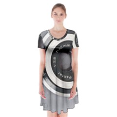 Vintage Camera Short Sleeve V-neck Flare Dress by Nexatart