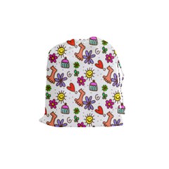 Doodle Pattern Drawstring Pouches (medium)  by Nexatart