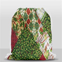 Christmas Quilt Background Drawstring Bag (small) by Nexatart