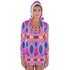 Ovals And Stars                                                    Women s Long Sleeve Hooded T-shirt by LalyLauraFLM
