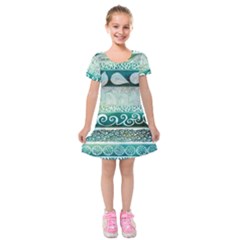 Deep Blue Tribal Kids  Short Sleeve Velvet Dress by Brittlevirginclothing