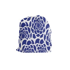 Blue And White Flower Background Drawstring Pouches (medium)  by Nexatart