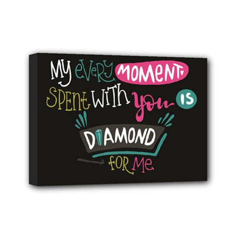 My Every Moment Spent With You Is Diamond To Me / Diamonds Hearts Lips Pattern (black) Mini Canvas 7  X 5  by FashionFling