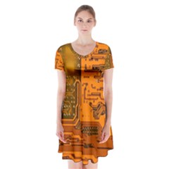 Circuit Short Sleeve V-neck Flare Dress by Nexatart