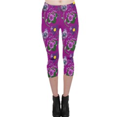 Flower Pattern Capri Leggings  by Nexatart