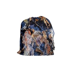 Frost Leaves Winter Park Morning Drawstring Pouches (medium)  by Nexatart