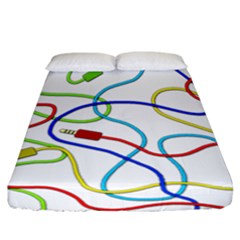 Colorful Audio Cables Fitted Sheet (california King Size) by Valentinaart