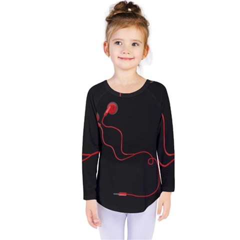 Earphones  Kids  Long Sleeve Tee by Valentinaart