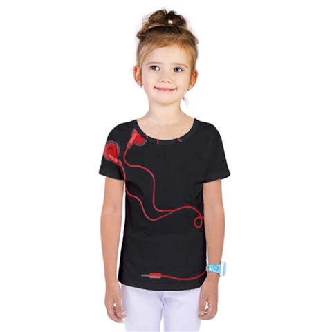 Earphones  Kids  One Piece Tee by Valentinaart