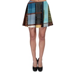 Glass Facade Colorful Architecture Skater Skirt by Nexatart