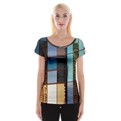 Glass Facade Colorful Architecture Women s Cap Sleeve Top by Nexatart