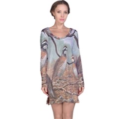 Bob White Quail Long Sleeve Nightdress by digitaldivadesigns