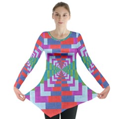Texture Fabric Textile Jute Maze Long Sleeve Tunic  by Nexatart