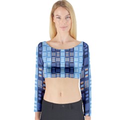 Textile Structure Texture Grid Long Sleeve Crop Top by Nexatart