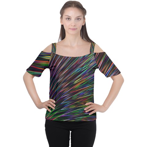Texture Colorful Abstract Pattern Women s Cutout Shoulder Tee by Amaryn4rt