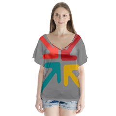Arrows Center Inside Middle Flutter Sleeve Top by Amaryn4rt