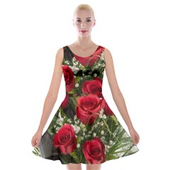 Red Roses Roses Red Flower Love Velvet Skater Dress by Amaryn4rt