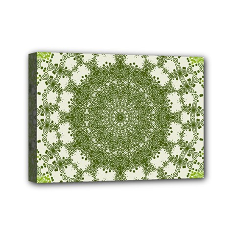 Mandala Center Strength Motivation Mini Canvas 7  X 5  by Amaryn4rt
