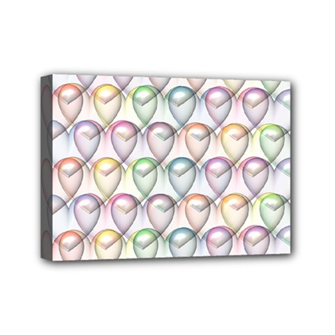 Valentine Hearts 3d Valentine S Day Mini Canvas 7  X 5  by Amaryn4rt