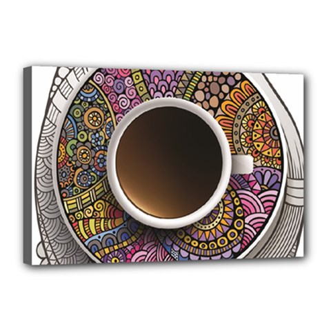 Ethnic Pattern Ornaments And Coffee Cups Vector Canvas 18  X 12  by Amaryn4rt