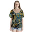 Retro Ethnic Background Pattern Vector Flutter Sleeve Top View1