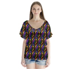 Seamless Prismatic Line Art Pattern Flutter Sleeve Top by Amaryn4rt