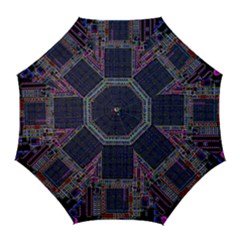 Technology Circuit Board Layout Pattern Golf Umbrellas by Amaryn4rt