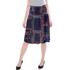 Technology Circuit Board Layout Pattern Midi Beach Skirt by Amaryn4rt