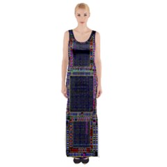 Technology Circuit Board Layout Pattern Maxi Thigh Split Dress by Amaryn4rt