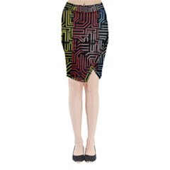 Circuit Board Seamless Patterns Set Midi Wrap Pencil Skirt by Amaryn4rt