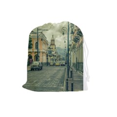 Historic Center Urban Scene At Riobamba City, Ecuador Drawstring Pouches (large)  by dflcprints