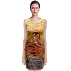 Gold Jesus Sleeveless Velvet Midi Dress by boho