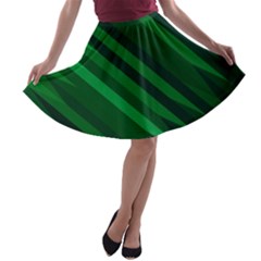 Abstract Blue Stripe Pattern Background A-line Skater Skirt by Simbadda