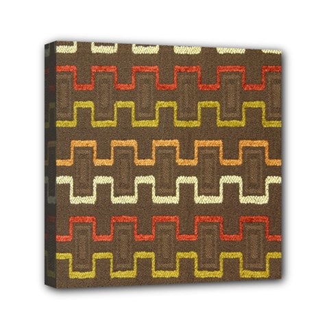 Fabric Texture Vintage Retro 70s Zig Zag Pattern Mini Canvas 6  X 6  by Simbadda