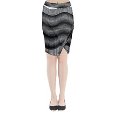 Two Layers Consisting Of Curves With Identical Inclination Patterns Midi Wrap Pencil Skirt by Simbadda