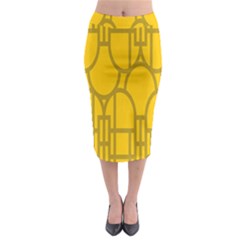The Michigan Pattern Yellow Midi Pencil Skirt by Simbadda