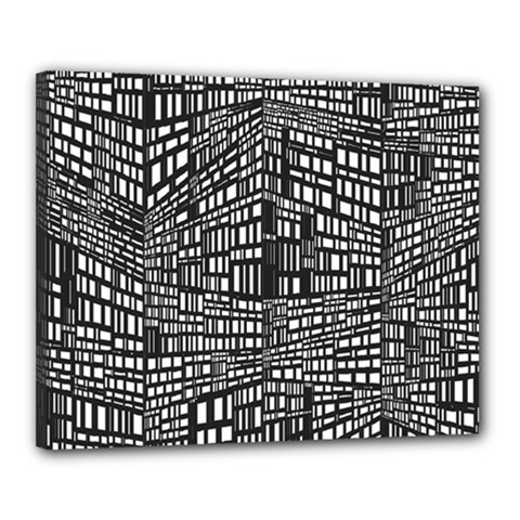 Recursive Subdivision Between 5 Source Lines Screen Black Canvas 20  X 16  by Simbadda