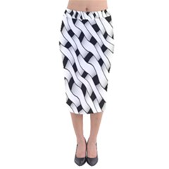 Black And White Pattern Velvet Midi Pencil Skirt by Simbadda