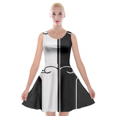 Texture Cats Black White Velvet Skater Dress by Simbadda