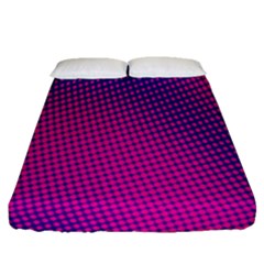 Retro Halftone Pink On Blue Fitted Sheet (queen Size) by Simbadda