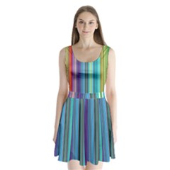 Color Stripes Split Back Mini Dress  by Simbadda