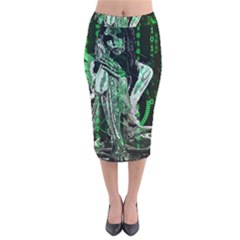 Cyber Angel Velvet Midi Pencil Skirt by Valentinaart
