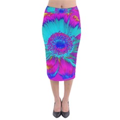 Retro Colorful Decoration Texture Velvet Midi Pencil Skirt by Simbadda