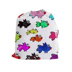 Fishes Marine Life Swimming Water Drawstring Pouches (extra Large) by Simbadda