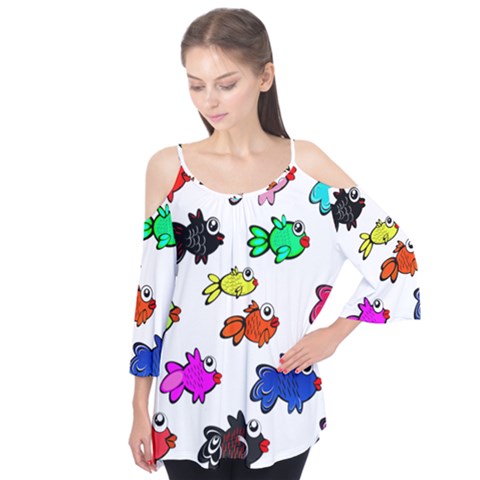 Fishes Marine Life Swimming Water Flutter Tees by Simbadda