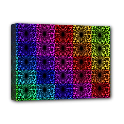 Rainbow Grid Form Abstract Deluxe Canvas 16  X 12   by Simbadda