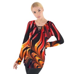 Fractal Mathematics Abstract Women s Tie Up Tee by Simbadda