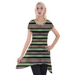 Camo Stripes Print Short Sleeve Side Drop Tunic by dflcprintsclothing