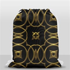 Black And Gold Pattern Elegant Geometric Design Drawstring Bag (small) by yoursparklingshop